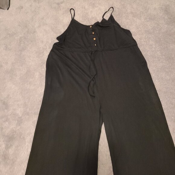 💎Any 2 for $18💎 NWOT Black Casual Jumpsuit wide leg, spaghetti strap romper - Picture 4 of 5